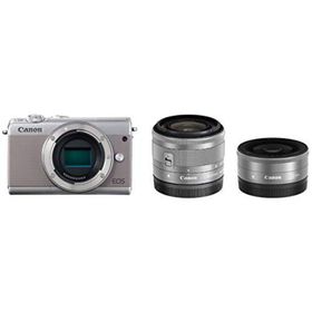【中古】「非常に良い（無料延長保証）」Canon ミラーレス一眼カメラ EOS M100 ダブルレンズキット (グレー) EOSM100GY-WLK(ミラーレス一眼)