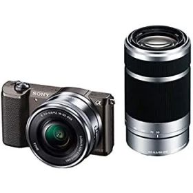 【中古】 ソニー ミラーレス一眼 α5100 ダブルズームキット E PZ 16-50mm F3.5-5.6 OSS + E 55-210mm F4.5-6.3 OSS ブラウン ILCE-5100Y-T