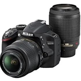 【中古】 Nikon ニコン デジタル一眼レフカメラ D3200 20mmダブルズームキット 18-55mm/55-20mm付属 ブラック D3200WZ200BK