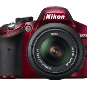【中古】Nikon デジタル一眼レフカメラ D3200 レンズキット AF-S DX NIKKOR 18-55mm f/3.5-5.6G VR付属 レッド D3200LKRD