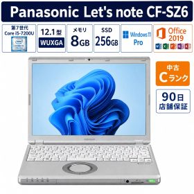 【中古パソコン・Cランク・整備済み品】Panasonic Let’s note CF-SZ6 12.1型 WUXGA 第7世代 Core i5-7200U メモリ8GB SSD256GB Windows 11 Pro Office 2019 初期設定済み 90日保証 送料無料