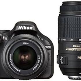 【中古】Nikon デジタル一眼レフカメラ D5200 ダブルズームキット AF-S DX NIKKOR 18-55mm f/3.5-5.6G VR/ AF-S DX NIKKOR 55-300mm f/4.5-5.6G ED VR ブ