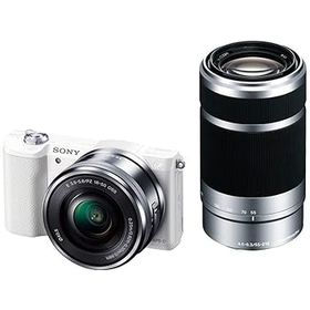 【中古】【39shop】SONYソニー★ミラーレス一眼 α5100 ダブルズームキット E PZ 16-50mm F3.5-5.6 OSS + E 55-210mm F4.5-6.3 OSS ホワイト ILCE-5100Y（非常に良い）