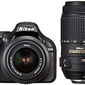 【中古】Nikon デジタル一眼レフカメラ D5200 ダブルズームキット AF-S DX NIKKOR 18-55mm f/3.5-5.6G VR/ AF-S DX NIKKOR 55-300mm f/4.5-5.6G ED VR ブ i8my1cf