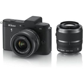 ニコン Nikon 1 V1 10-30mm 30-110mm ダブルズームキット ブラック ミラーレス一眼 カメラ 中古