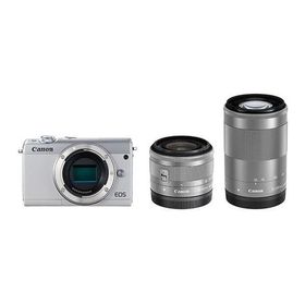 中古 １年保証 美品 Canon EOS M100 ダブルズームキット 15-45mm IS STM + 55-200mm IS STM ホワイト