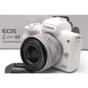 キヤノン Canon ミラーレス一眼 EOS Kiss M レンズキット ホワイト SDカード付き 中古