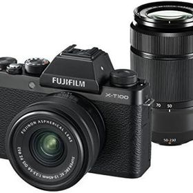 【中古】 FUJIFILM ミラーレス一眼カメラ X-T100ダブルズームレンズキット ブラック X-T100WZLK-B 当店保証30日間 人気 ミラーレス 一眼レフ 交換レンズ カメラ