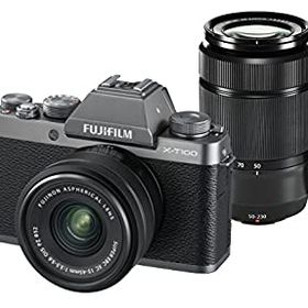 【中古】FUJIFILM ミラーレス一眼カメラ X-T100ダブルズームレンズキット ダークシルバー X-T100WZLK-DS