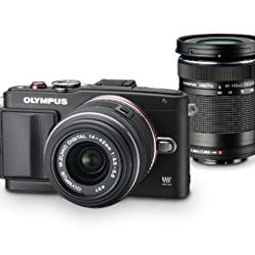 【中古】(非常に良い)OLYMPUS ミラーレス一眼 PEN Lite E-PL6 ダブルズームキット ブラック E-PL6 DZKIT BLK