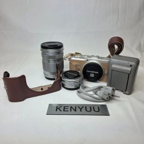 美品 OLYMPUS PEN E-PL9 ダブルズームキット シャッター数 542回 14-42mm 40-150mm 2本付き 動作確認済み ブラウン