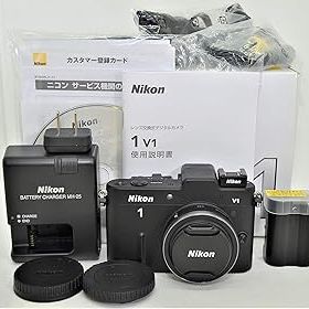 【中古】【39shop】Nikon★ミラーレス一眼カメラ Nikon 1 ニコンワン V1 ブイワン 薄型レンズキット ブラックN1 V1ULK BK(非常に良い)