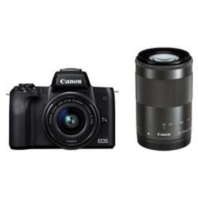 【新品/在庫あり】Canon EOS Kiss M ダブルズームキット ブラック キヤノン デジタル一眼レフカメラ