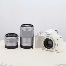 (中古)Canon EOS Kiss M ホワイト ダブルズームキット(305-ud)
