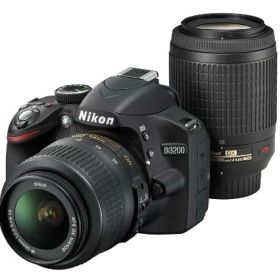 【中古】【整備済み品】Nikon デジタル一眼レフカメラ D3200 200mmダブルズームキット 18-55mm/55-200mm付属 ブラック D3200WZ200BK