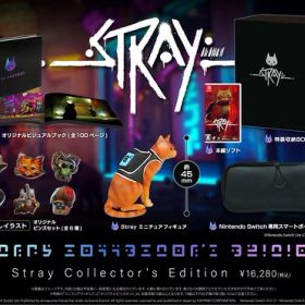 Stray コレクターズエディション -Switch Stray ミニチュアフィギュア、描き下ろしイラスト オリジナルピンズセット(全6種)、オリジナルビジュアルブック(全100ページ)、Nintendo Switch専用スマート