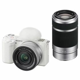 【中古】【1年保証】【美品】SONY VLOGCAM ZV-E10 ダブルズームレンズキット (PZ 16-50mm II + E 55-210mm) ホワイト [ZV-E10X W]