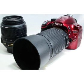 【中古】 ニコン Nikon デジタル一眼レフカメラ D3200 標準&望遠ダブルレンズセット レッド 美品 ストラップ 当店保証30日間 人気 一眼レフ デジタル一眼 中古 カメラ