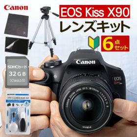 【一眼レフカメラ始めませんか6点セット】新品/ キヤノン (Canon) EOS Kiss X90 ブラック デジタルカメラ デジタル一眼レフカメラ レンズキット レンズ1本標準付属 デジタル一眼 入門 初心者 コンパクト 軽量 育児記録 子育て記録 ポートレート（ラッピング不可）