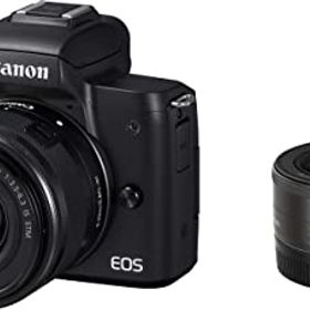 Canon ミラーレス一眼カメラ EOS Kiss M ダブルレンズキット ブラック EOSKISSMBK-WLK