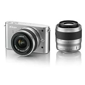 【中古】【39shop】Nikon★ミラーレス一眼カメラ Nikon 1 ニコンワン J1 ジェイワン ダブルズームキット シルバー N1 J1WZ SL(非常に良い)